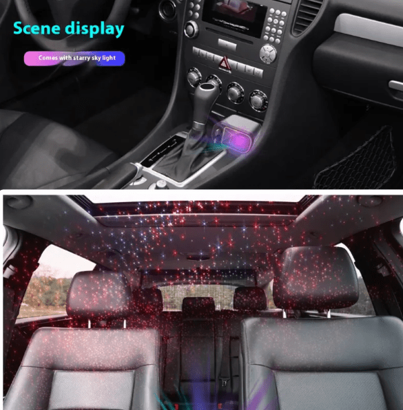 Cargador de coche con diseño cielo estrellado iluminado de noche