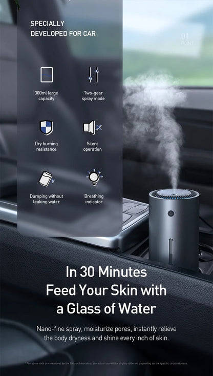 Humidificador para coche en color negro con luz ambiental