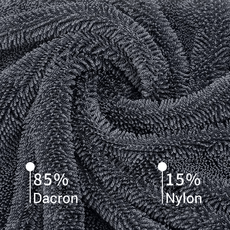 Primer plano de la textura del paño de microfibra para coche, 85% Dacron y 15% Nylon