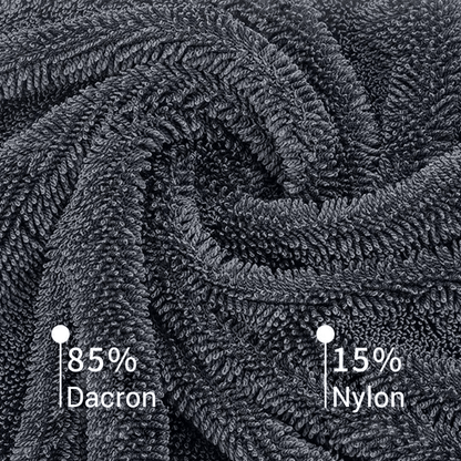 Primer plano de la textura del paño de microfibra para coche, 85% Dacron y 15% Nylon